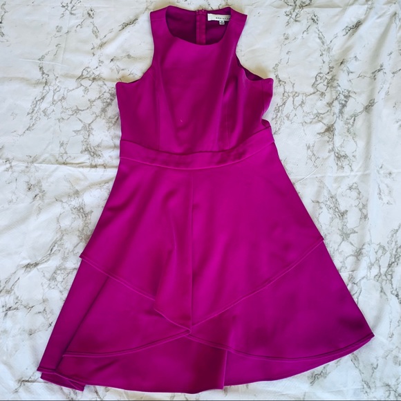 Adelyn Rae Gemma Woven Fit & Flare Magenta Dress - Picture 2 of 5